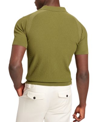 Aindrea Textured Rib Open Neck Knitted Polo Shirt