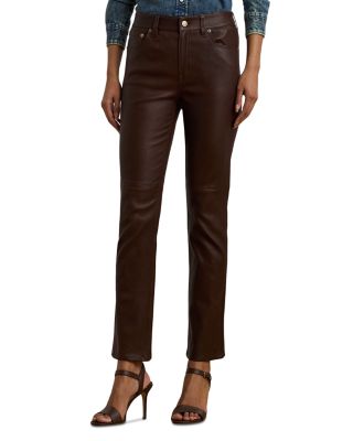 High Rise Lambskin Straight Ankle Pant