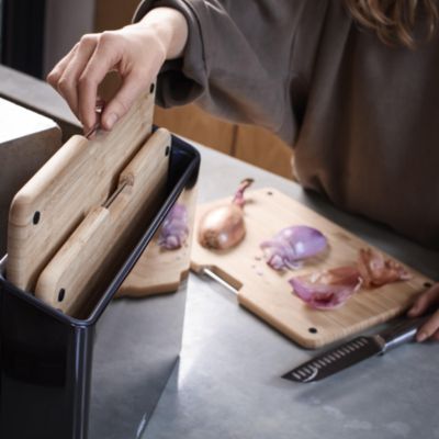 Folio 3 Piece Bamboo Cutting Board Set with Stainless Steel Case