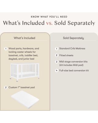 Rolli 9 in 1 Convertible All Stages&reg; Crib with Bassinet & Toddler Bed Conversion Kits