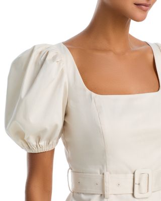 Sateen Weave Puff Sleeve Top 