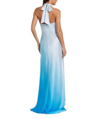 Charmeuse Tie Halter Neck Ombre Gown