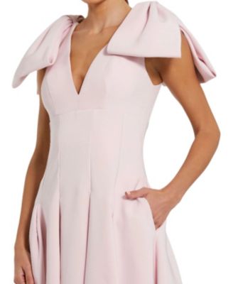 Crepe A Line With Bow Straps Midi Dress