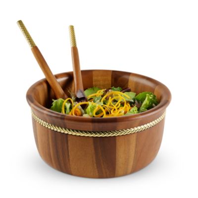 Braid Gold Round Salad Bowl &amp; Servers