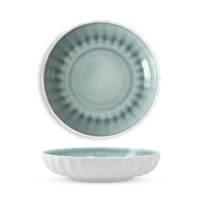 Blyss Bone China Green Low Dinner Bowl, Set of 4