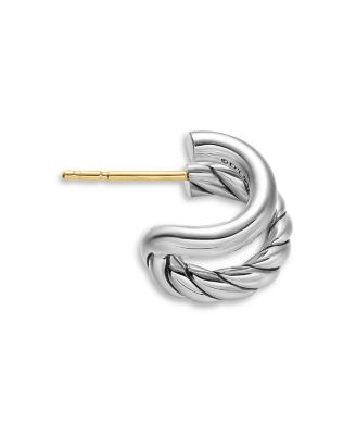 DY Mercer Double Hoop Huggie Earrings in Sterling Silver, 7.8mm