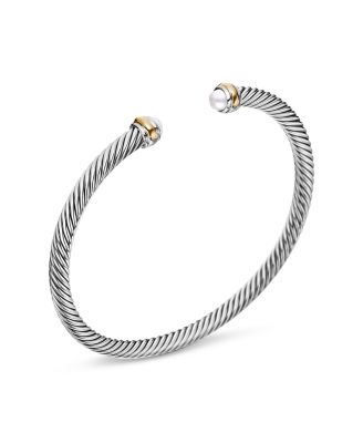 Classic Cable Bracelet in Sterling Silver with 18K Yellow Gold, 4mm