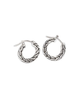Sterling Silver Carved Chain Hoop Earrings, Small