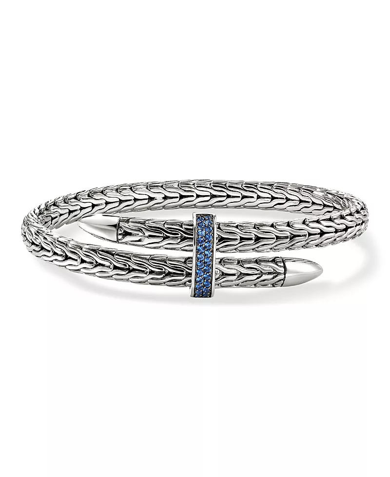 John Hardy Sterling Silver Spear Blue Sapphire Flex Bracelet
