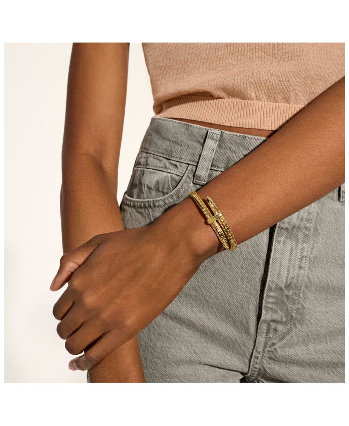 14K Yellow Gold Spear Flex Cuff Bypass Bracelet