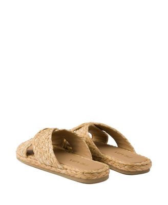  Women's Raffia Crisscross Slides
