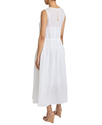 MISTY Sleeveless Midi Dress with Full Skirt and Detachable Slip, Side Pockets in Lightweight Ramie