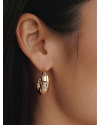 Baguette Cubic Zirconia Oval Dome Half Hoop Earrings 