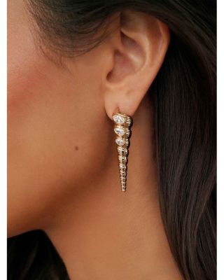 Cubic Zirconia Capri Shell Linear Drop Earrings