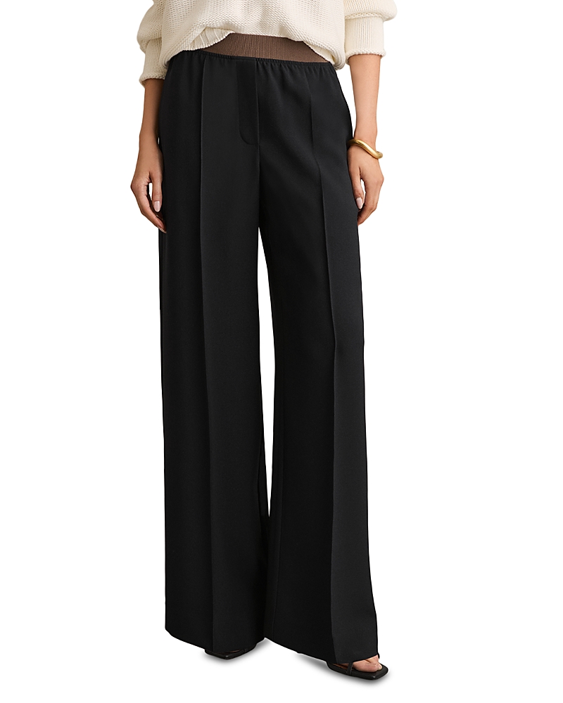 Reiss Wilde Wide Leg Trousers Navy