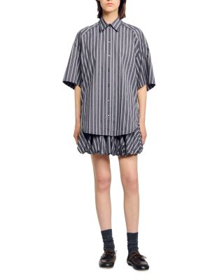 Oversized Striped Rhinestone Shirt