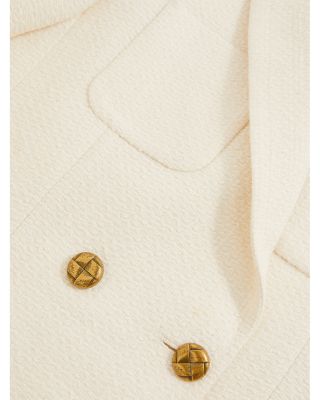 Mia Cropped Double Breasted Textured Blazer White