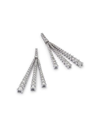 Diamond Triple Row Drop Earrings in 14K White Gold, 2.50 tcw