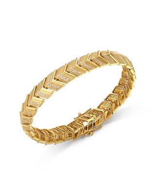 Diamond Chevron Link Bracelet in 14K Yellow Gold, 1.50 tcw