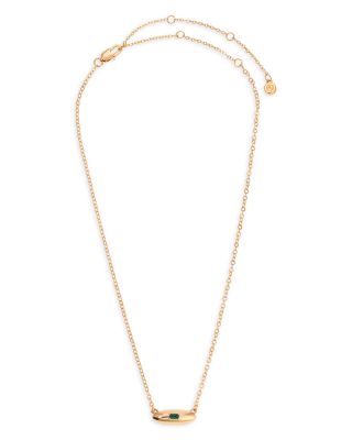 Baguette Crystal Oval Dome Simple Pendant Necklace, 20"