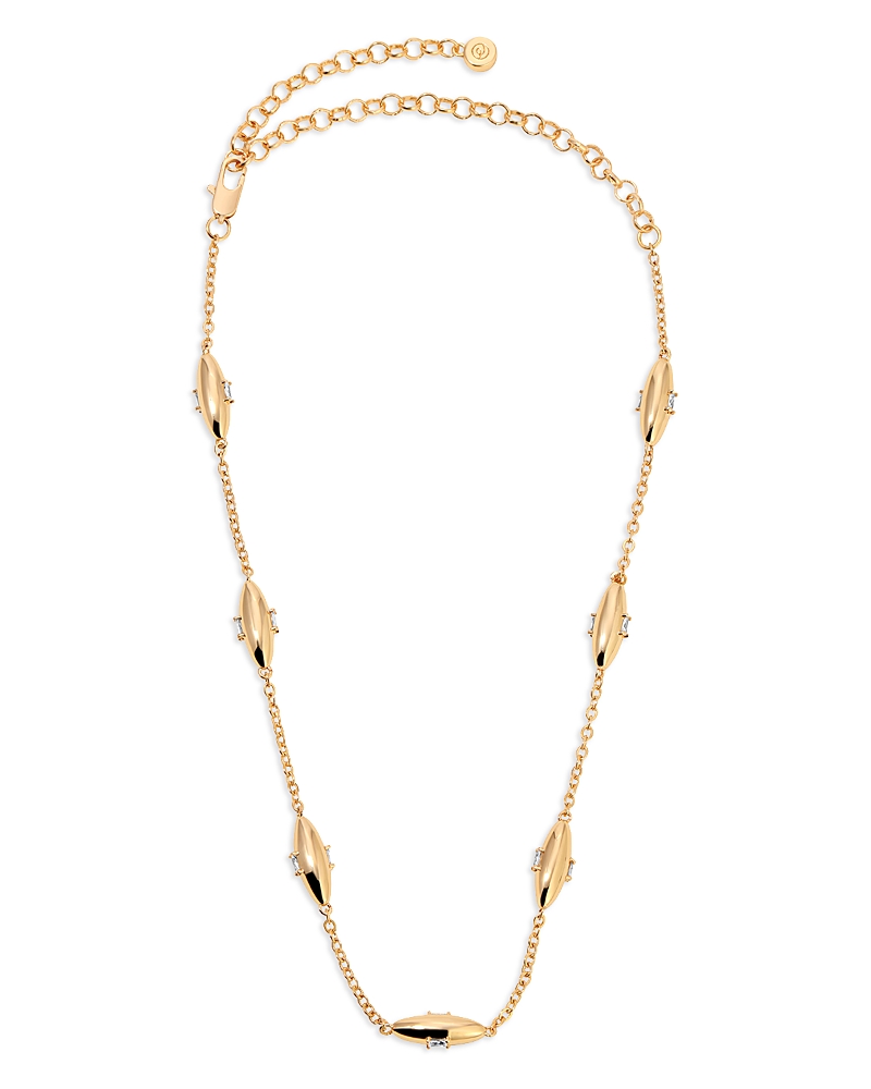 Ettika Baguette Crystal Oval Dome Simple Chain Necklace, 12-17 In Gold