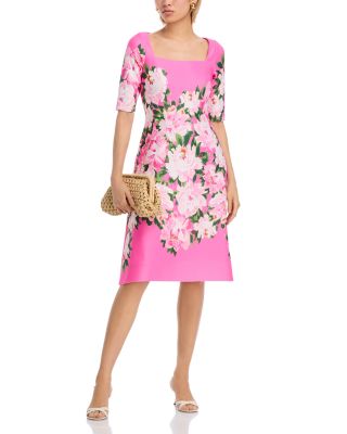 Scuba Square Neck Flower Print Dress