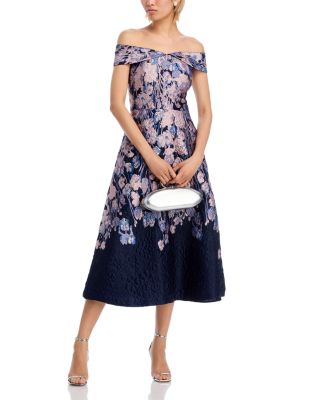 Floral Metallic Fit &amp; Flare Dress