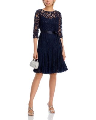 Leaf Lace Pintuck Dress