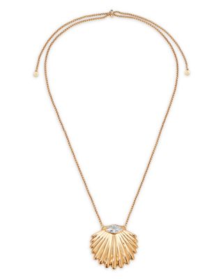 Cubic Zirconia Scallop Shell Pendant Necklace, 36"