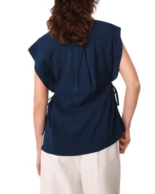 Button Down Tie Side Blouse