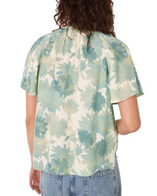 Floral Print Tie Neck Top