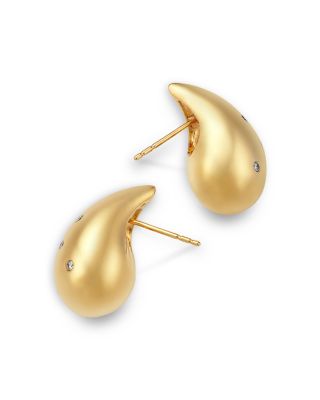 Diamond Puffy Scattered Earring in 14K Yellow Gold, 0.35 tcw