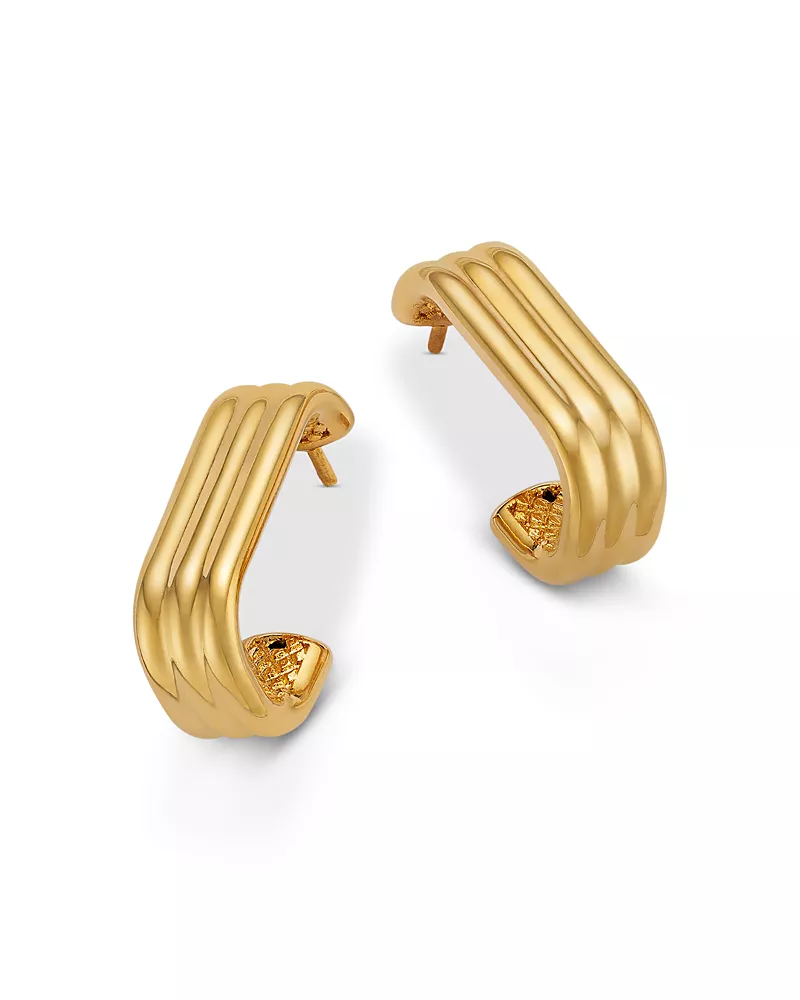 Bloomingdale's Fine Collection Rectangular Triple Hoop Earrings 14K Yellow Gold