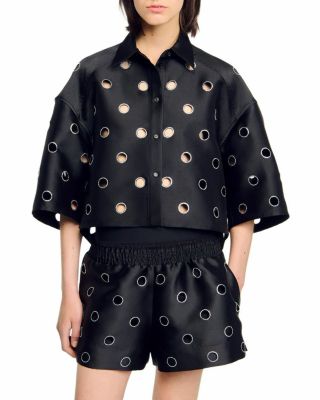 Sandro - Rhinestone Cutout Shirt