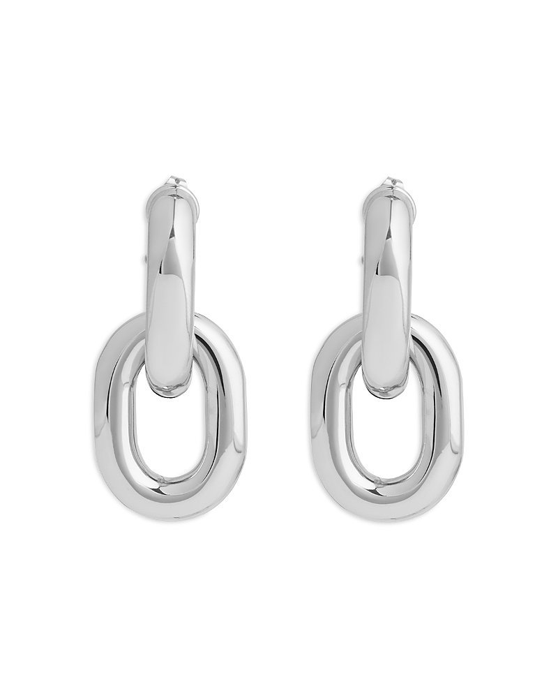 Rabanne Link Double Hoop Earrings In Metallic