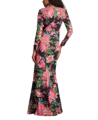 Tadashi Shoji Talvo Floral Print Wrap Gown | Bloomingdale's