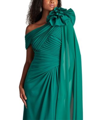 Kamari Draped Rosette Shoulder Gown