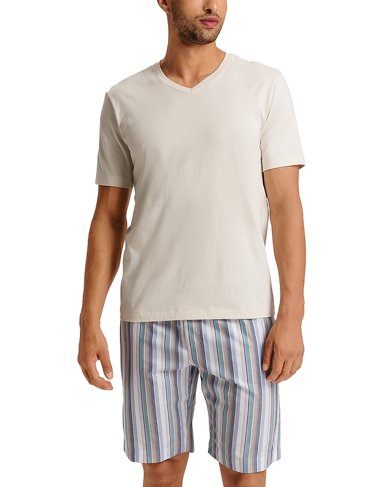 Hanro Cotton Solid V Neck Tee In White