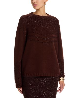 Wool Blend Sequin Intarsia Knit Sweater