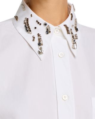 Poplin Rhinestone Oversized Shirt