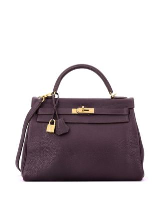 Kelly 32 Handbag Purple Togo with Gold Hardware