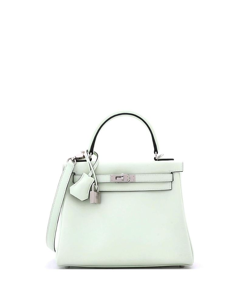 Pre-owned Pre-owned Hermes Hermes Kelly 25 Handbag Green Swift With Palladium Hardware