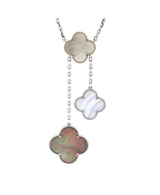 Pre-Owned Van Cleef & Arpels - Magic Alhambra 6 Motifs Necklace 18K White Gold with Mother of Pearl and Chalcedony