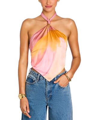 Jamie Printed Brushstroke Halter Top
