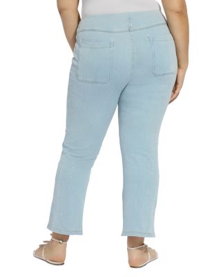 Plus Crystal Embellished Ankle Baby Boot Jeans in Tinted Blue