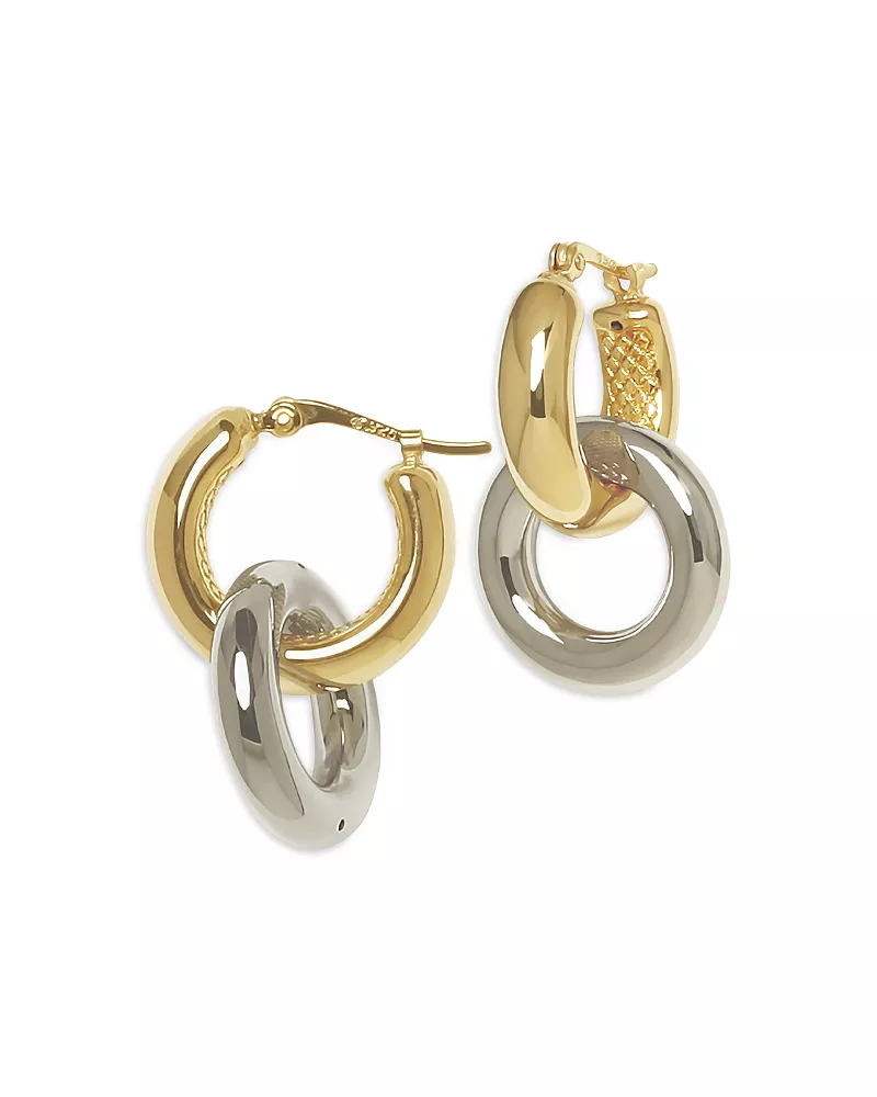 Alberto Amati 14K White & Yellow Think Chain Link Drop Earrings