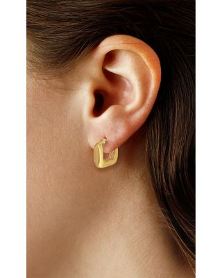 Chunky Square Huggie Hoop Earrings in 14K Yellow Gold