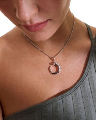 Sterling Silver Naga Blue Sapphire Dragon Circle Pendant Necklace, 16"-18"