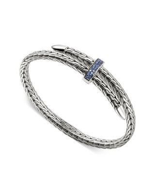 Sterling Silver Blue Sapphire Spear Flex Cuff Bracelet