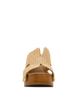 Steve Madden プラットフォーム サンダル Sunkissed SUNKISSED Raffia Platform Block Heel Studded Women's Sandal